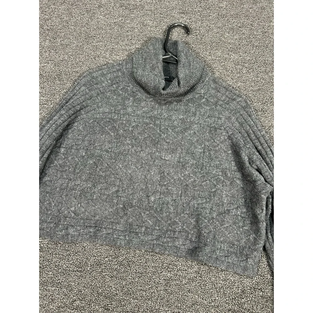 AllSaints‎ Cable Knit Cropped Wool Alpaca Sweater Gray Women's Medium Preppy
